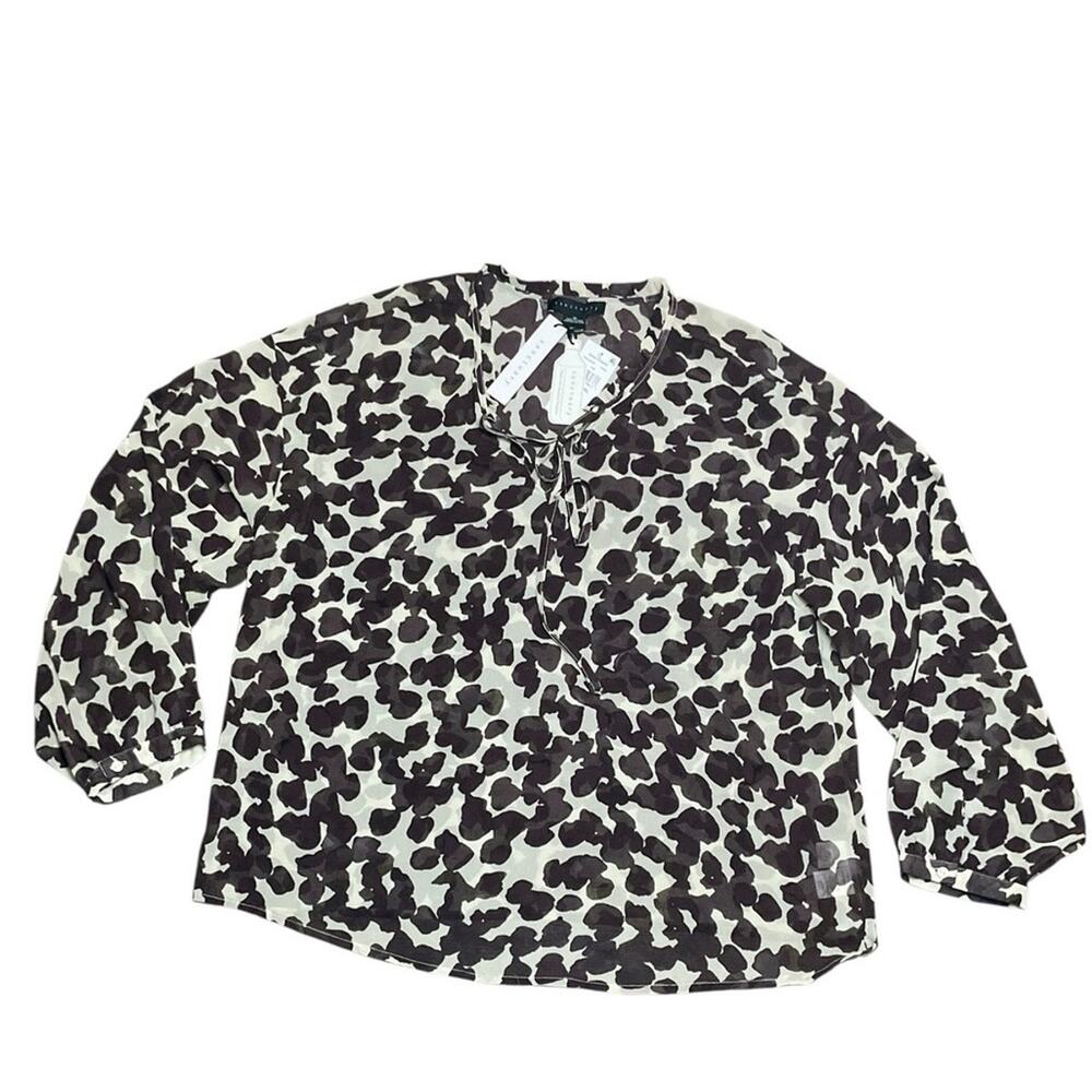 Sanctuary Women’s Watermark Tie-Neck Blouse Size XL NWT